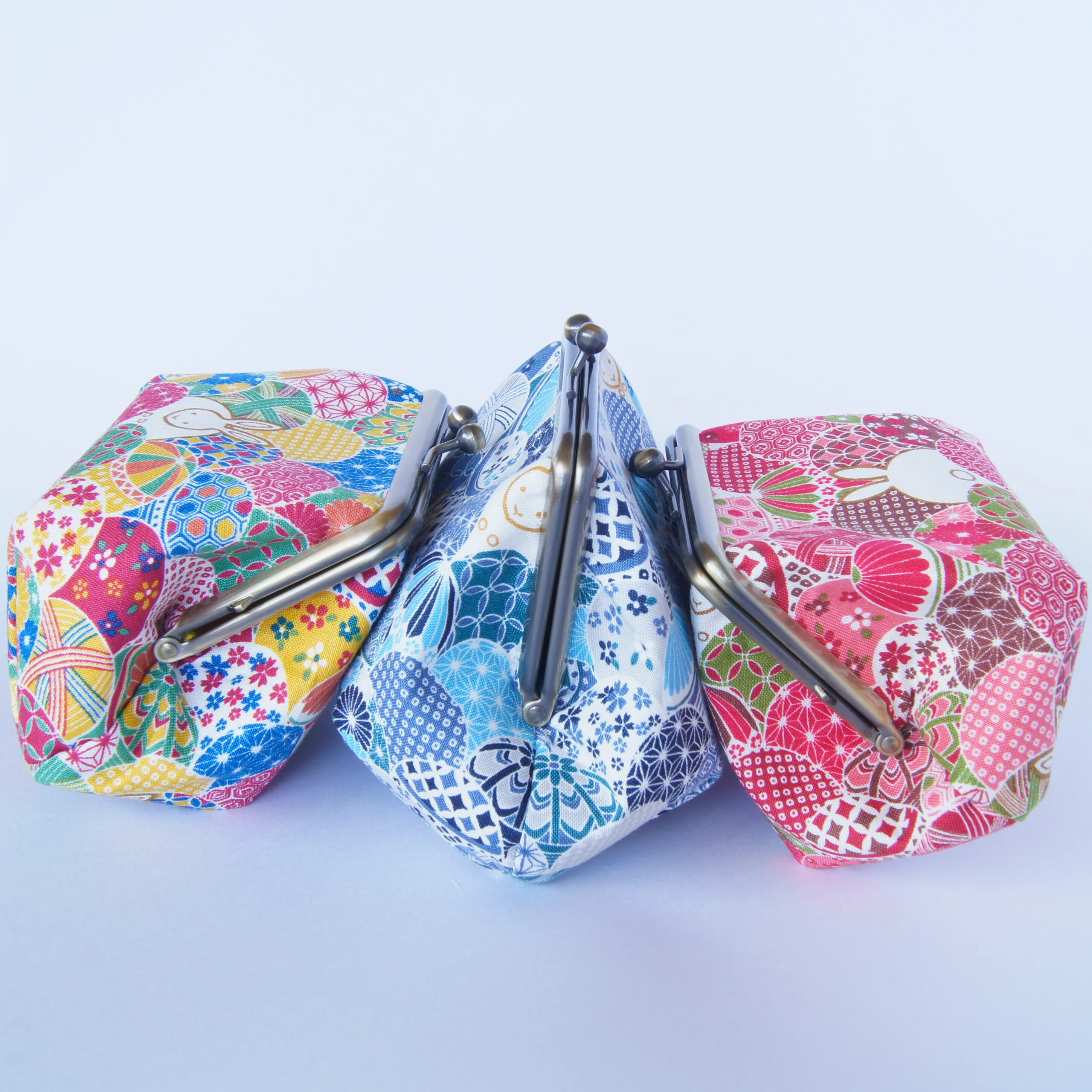 Three rabbit-pattern pouches for storing cosmetics and accessories
