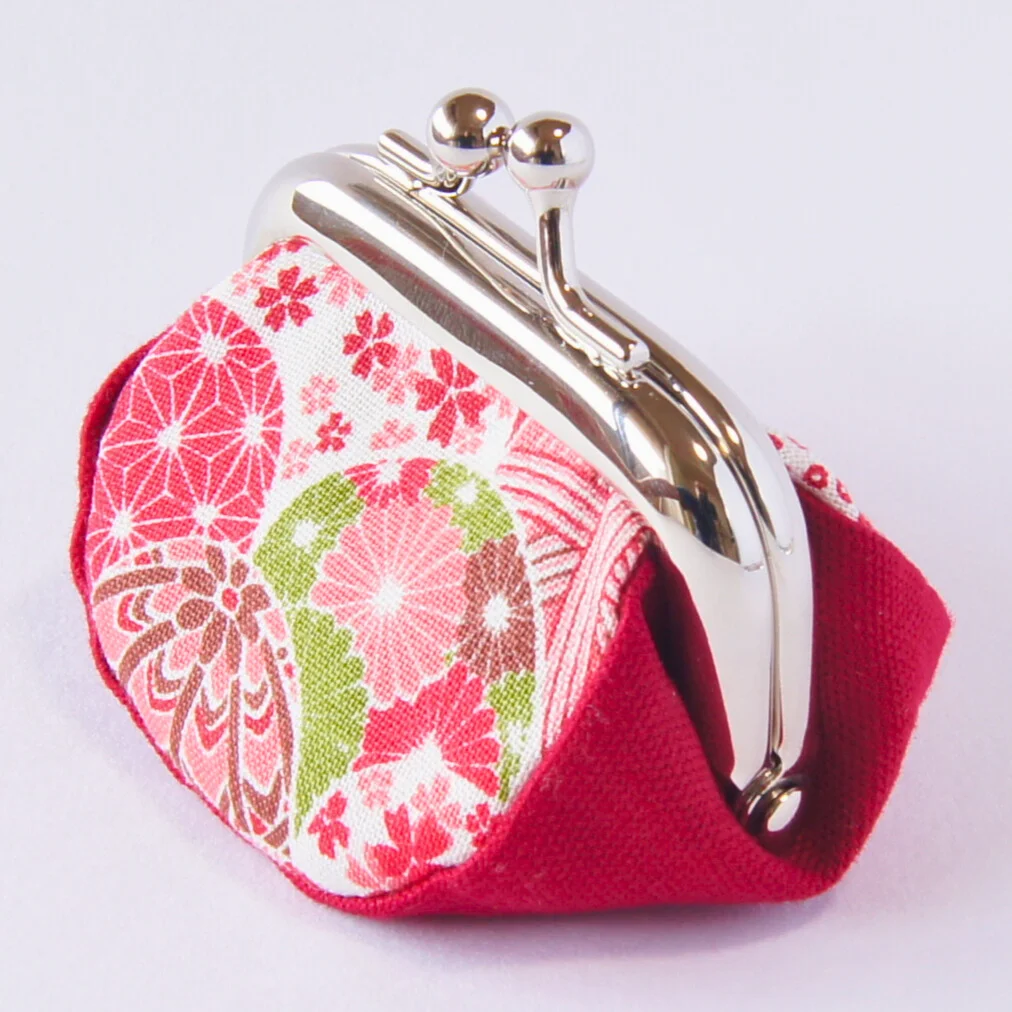 A third view of the red Mari and Sakura purse, color 2