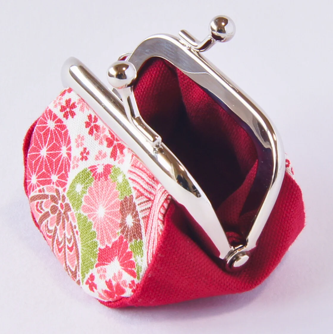 A fourth view of the red Mari and Sakura purse, color 2