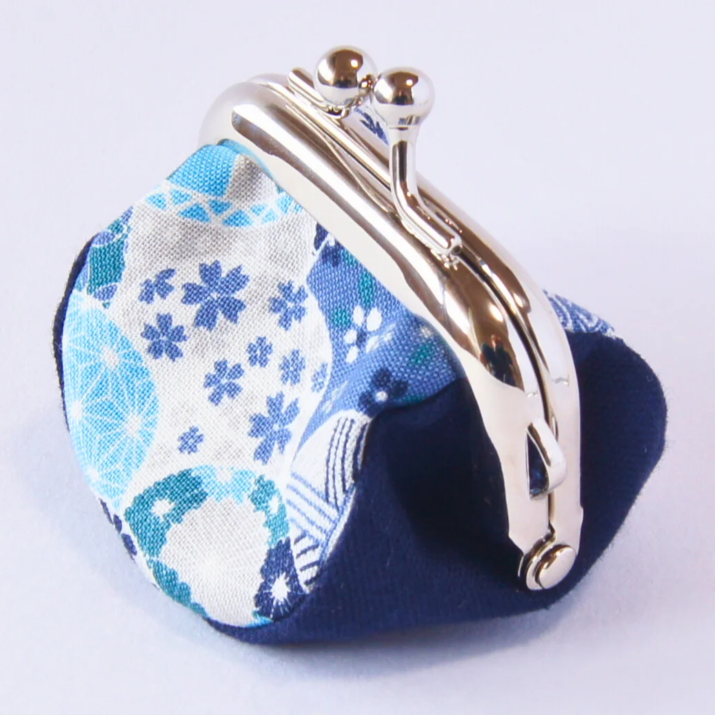 A third view of the blue Mari and Sakura purse, color 3