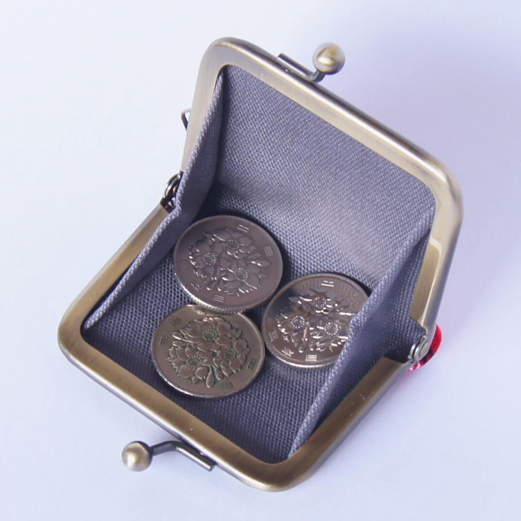Coins and small items kept inside the open pouch