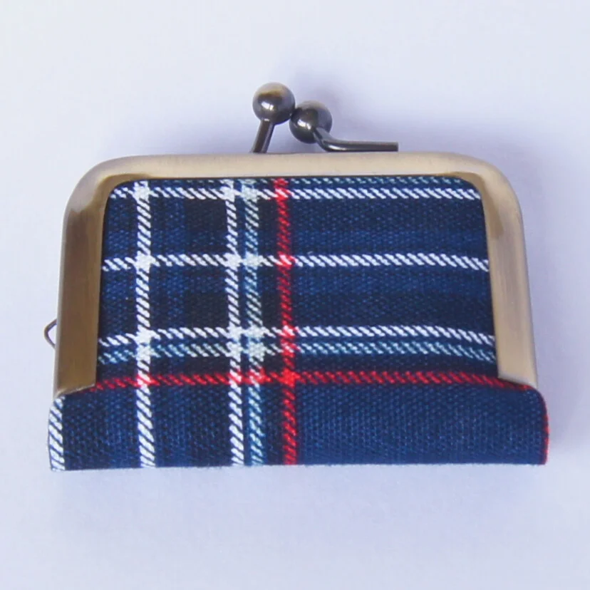 Navy tartan-check pouch, color 1